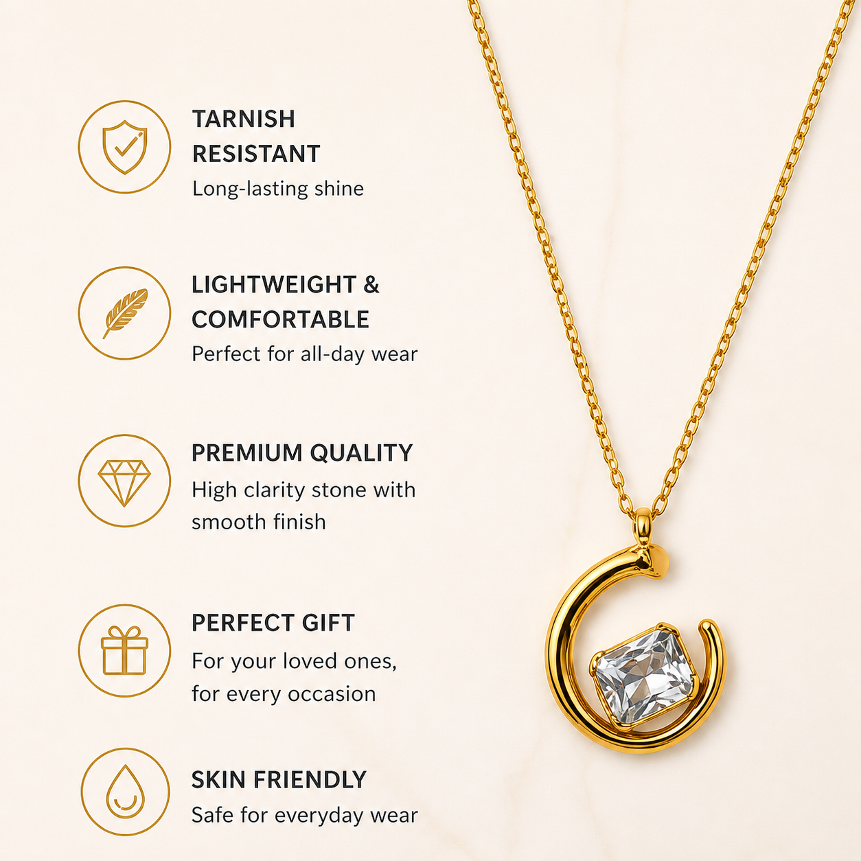 HALO C PENDANT NECKLACE