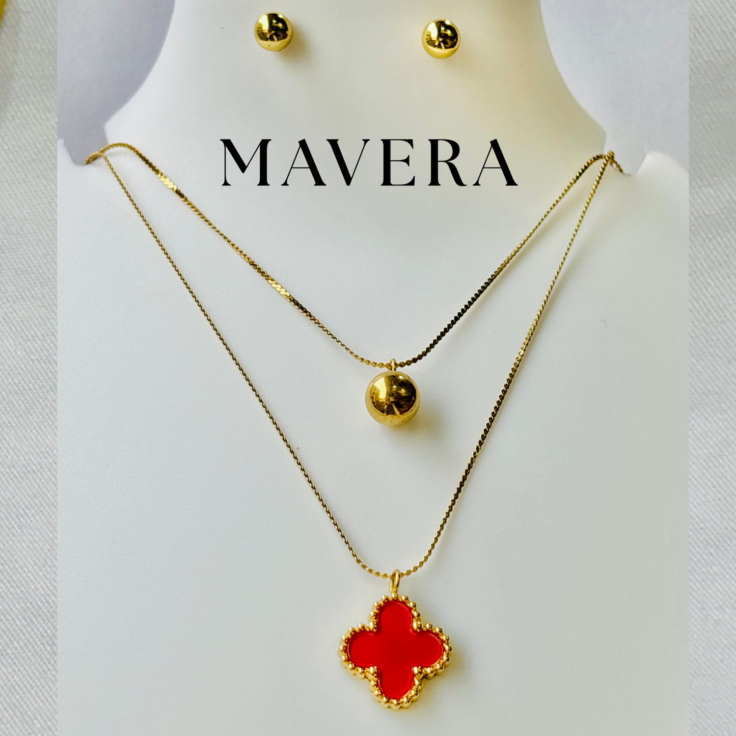 RED LUXE NECKLACE WITH EARRING