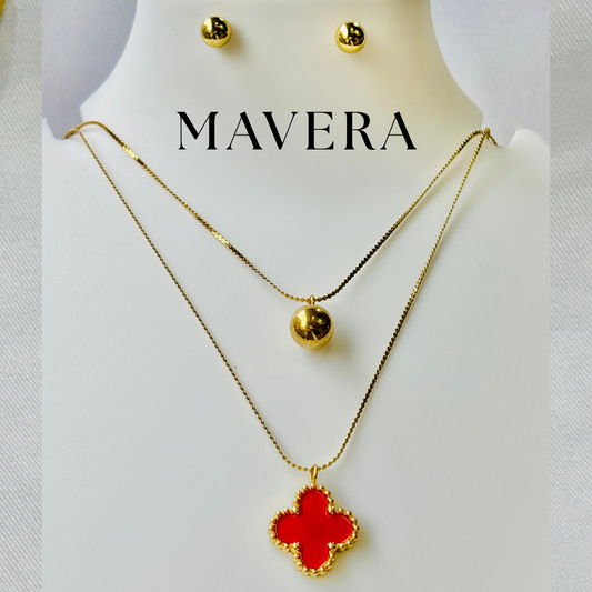 RED LUXE NECKLACE WITH EARRING