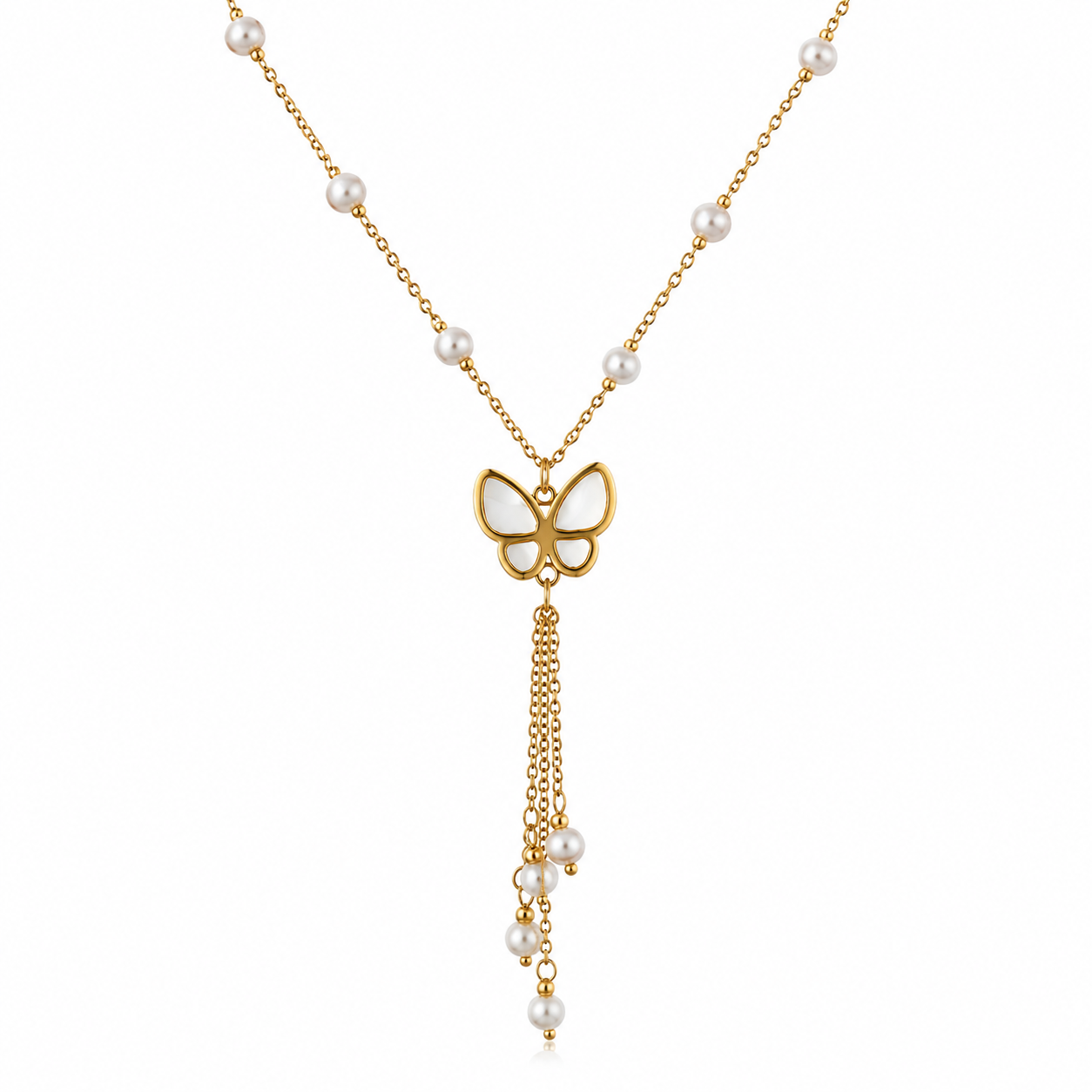 BUTTERFLY PEARLS NECKLACE