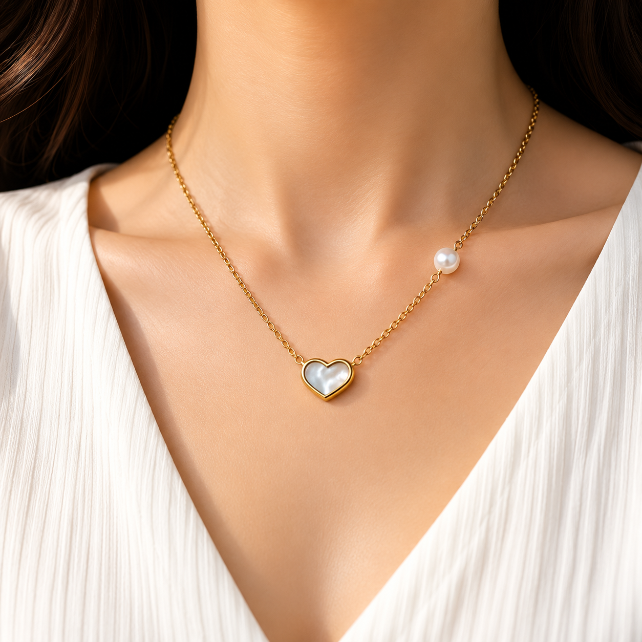HEART PEARL NECKLACE