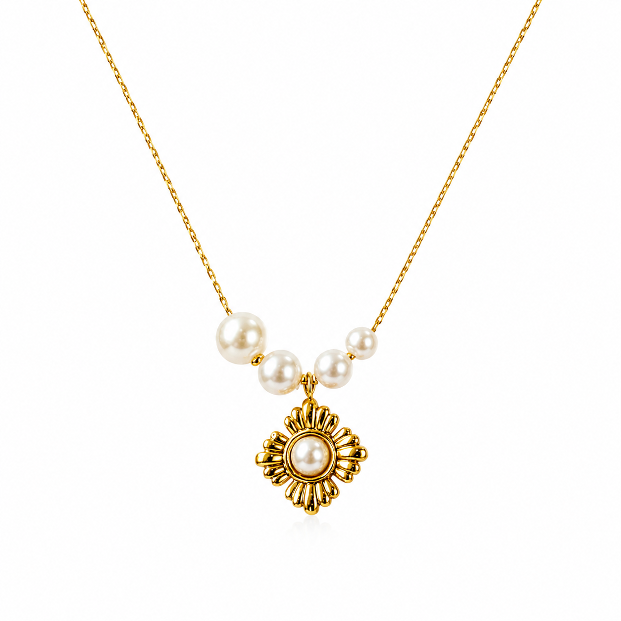 GOLD PEARLS CURVE NECKLACE