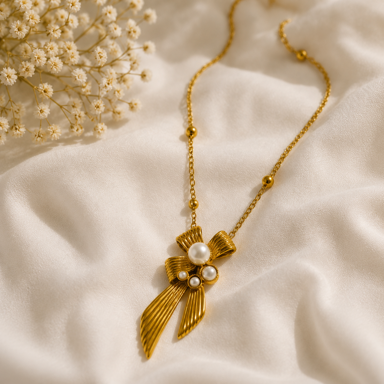 PEARL ELAN BOW NECKLACE