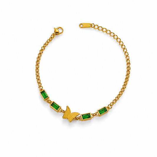 GREEN BUTTERFLY CHAIN BRACELET