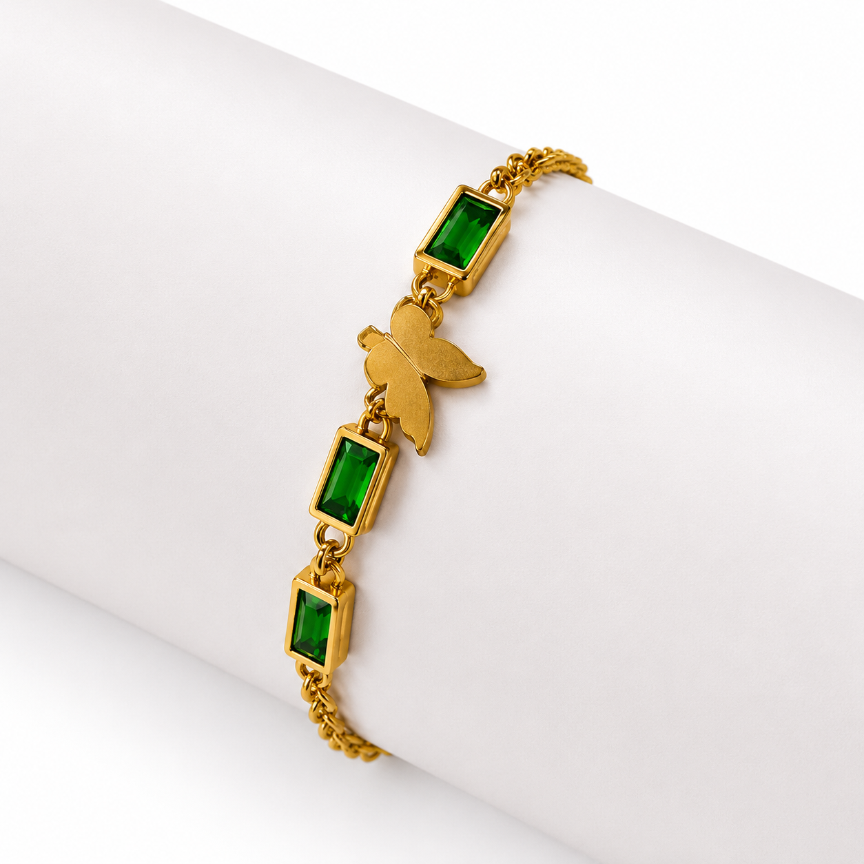 GREEN BUTTERFLY CHAIN BRACELET