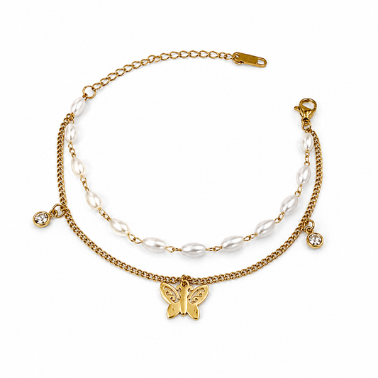 ELYSIAN PEARL BUTTERFLY CHAIN BRACELETS