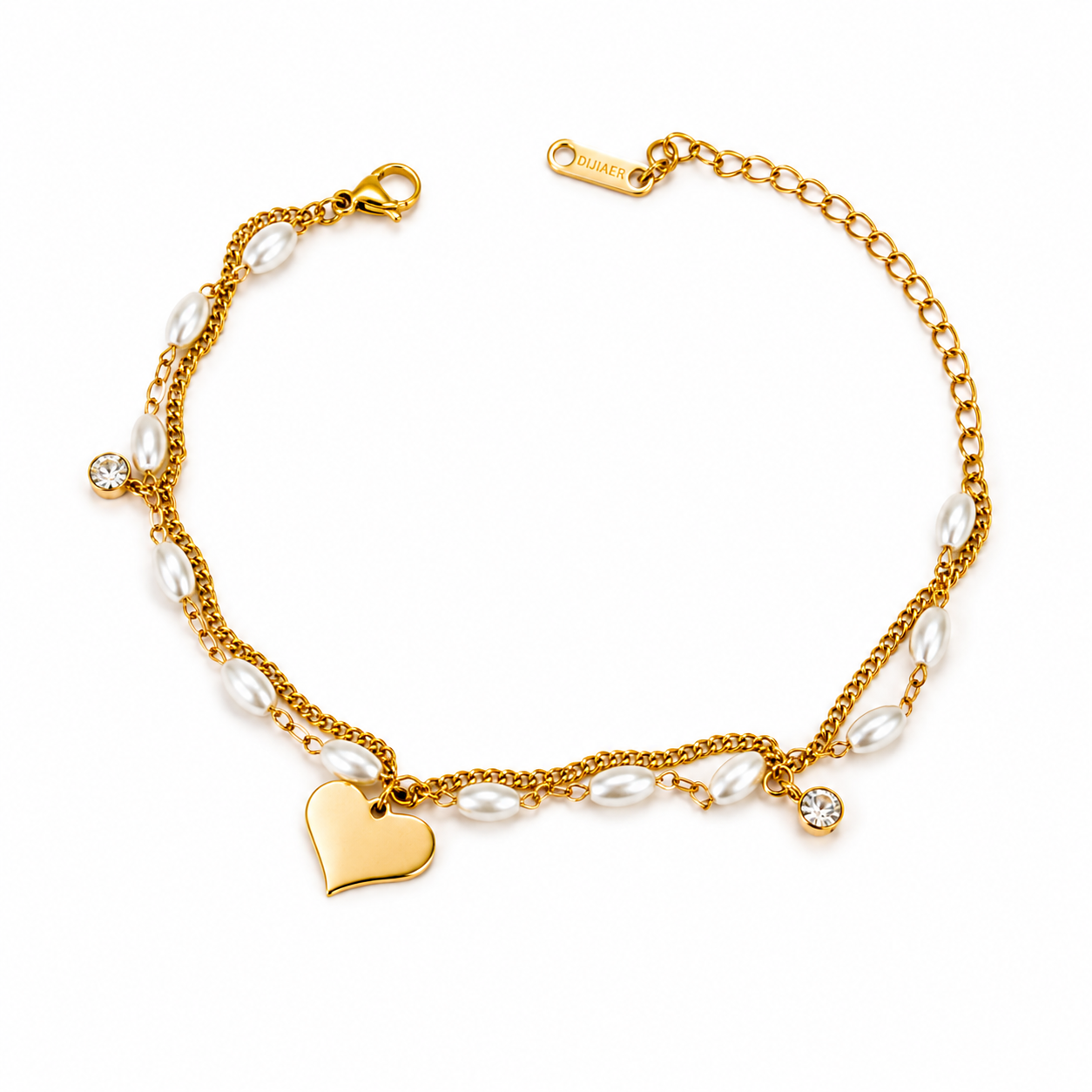HEART PEARL  CHAIN BRACELET