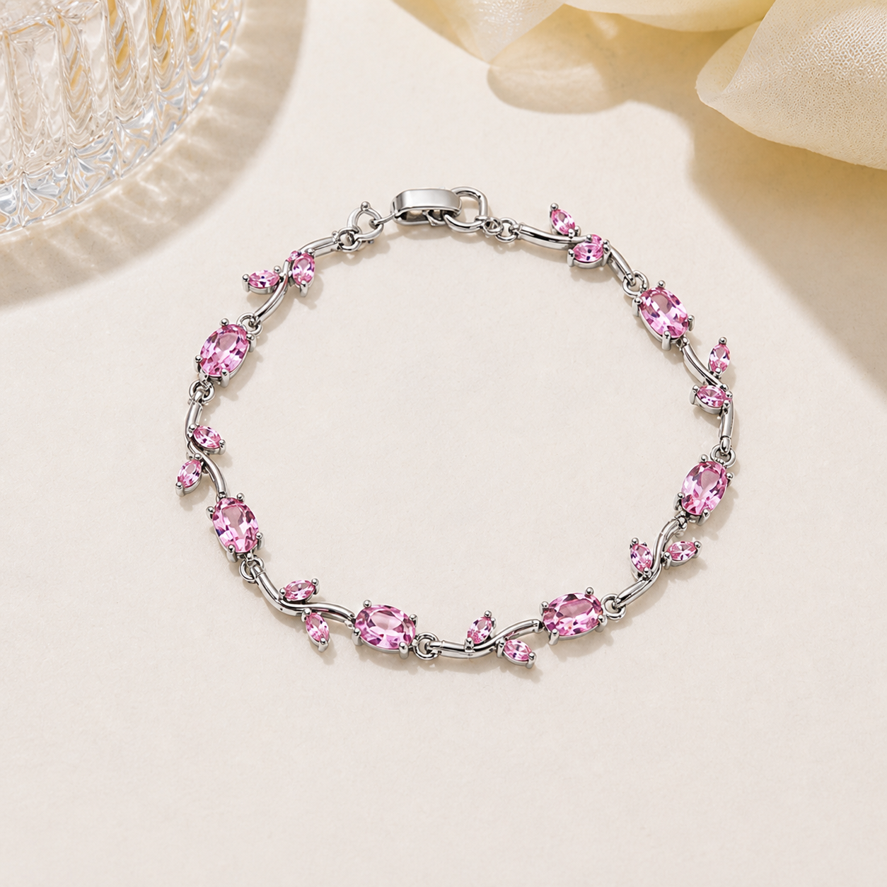 PINK TULIP CHAIN BRACELET