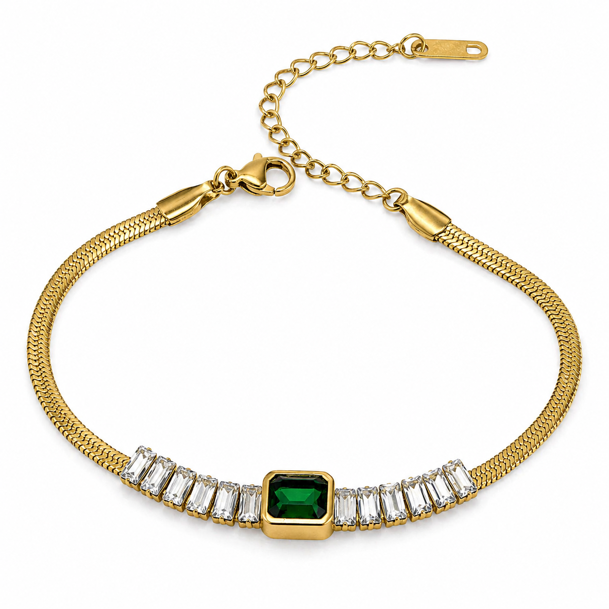GREEN STONE CHAIN BRACELET