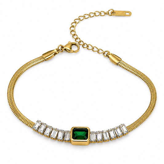 GREEN STONE CHAIN BRACELET