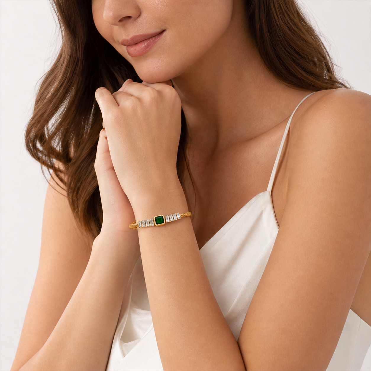 GREEN STONE CHAIN BRACELET