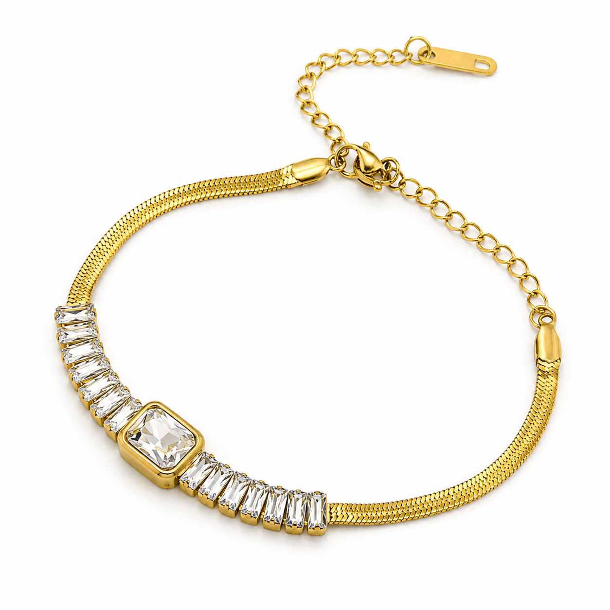 WHITE STONE CHAIN BRACELET