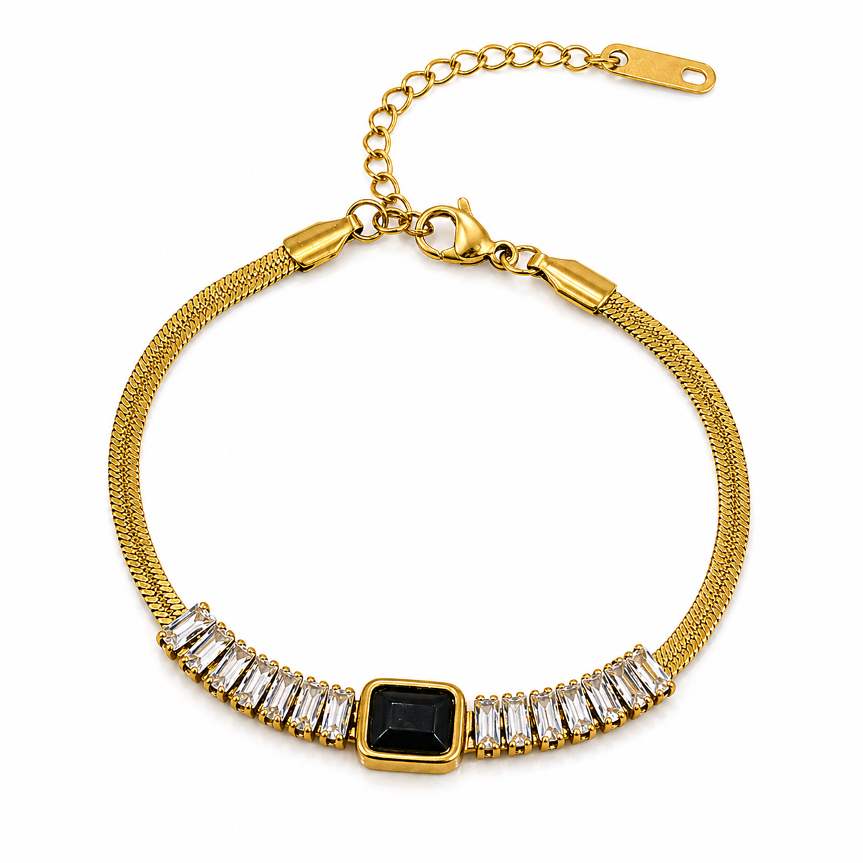 BLACK STONE CHAIN BRACELET
