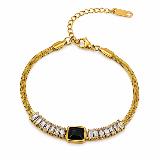 BLACK STONE CHAIN BRACELET