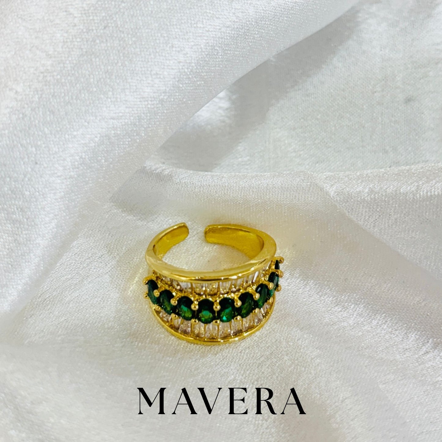 CELESTE GREEN HALO ADJUSTABLE RING