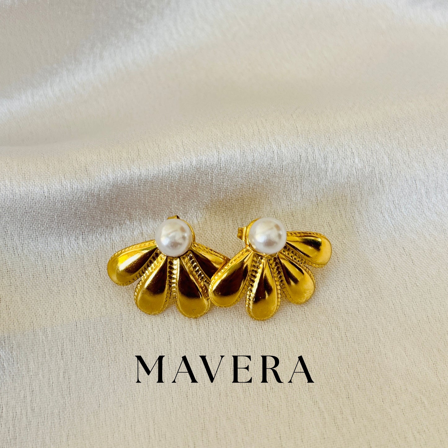 GOLDAN FAN PEARL EARRINGS