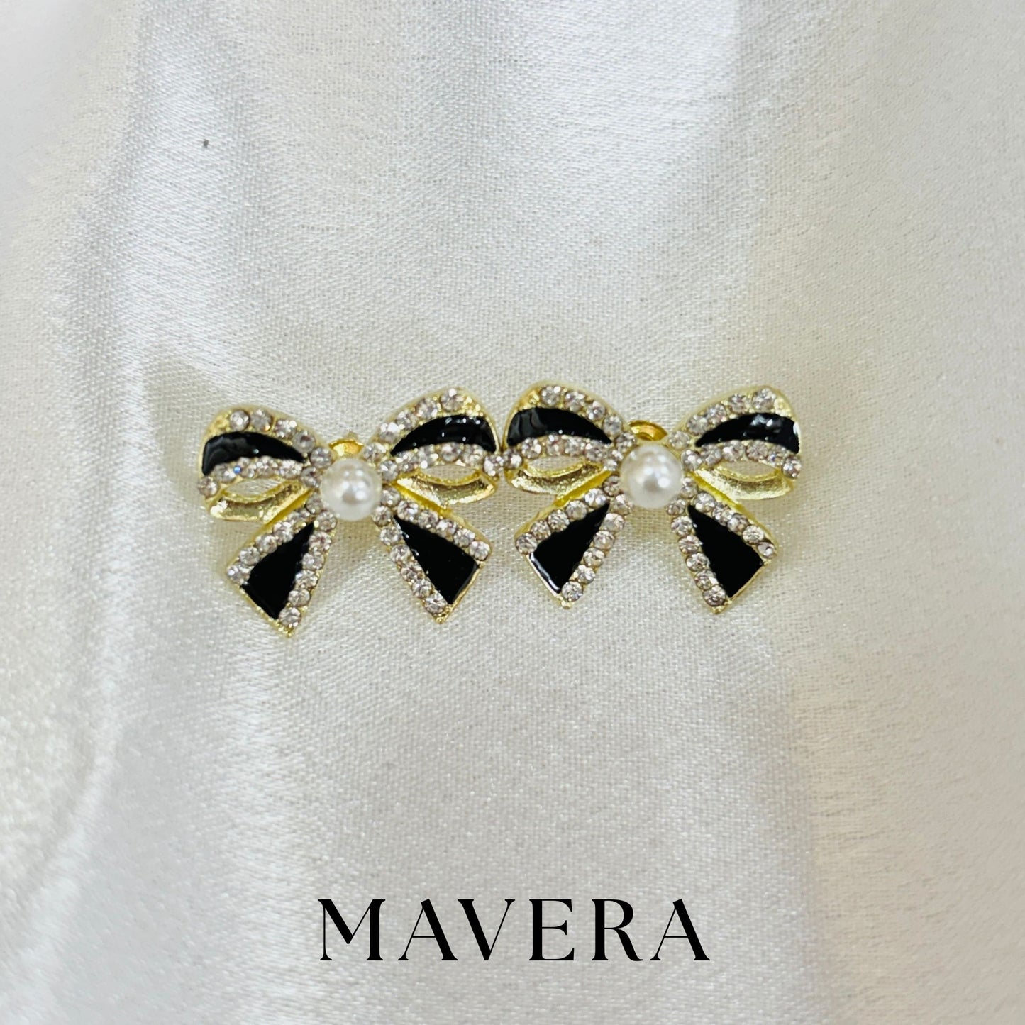 BLACK BOW EARRING