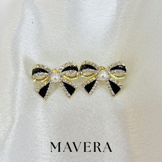 BLACK BOW EARRING