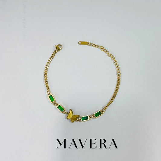 GREEN BUTTERFLY CHAIN BRACELET