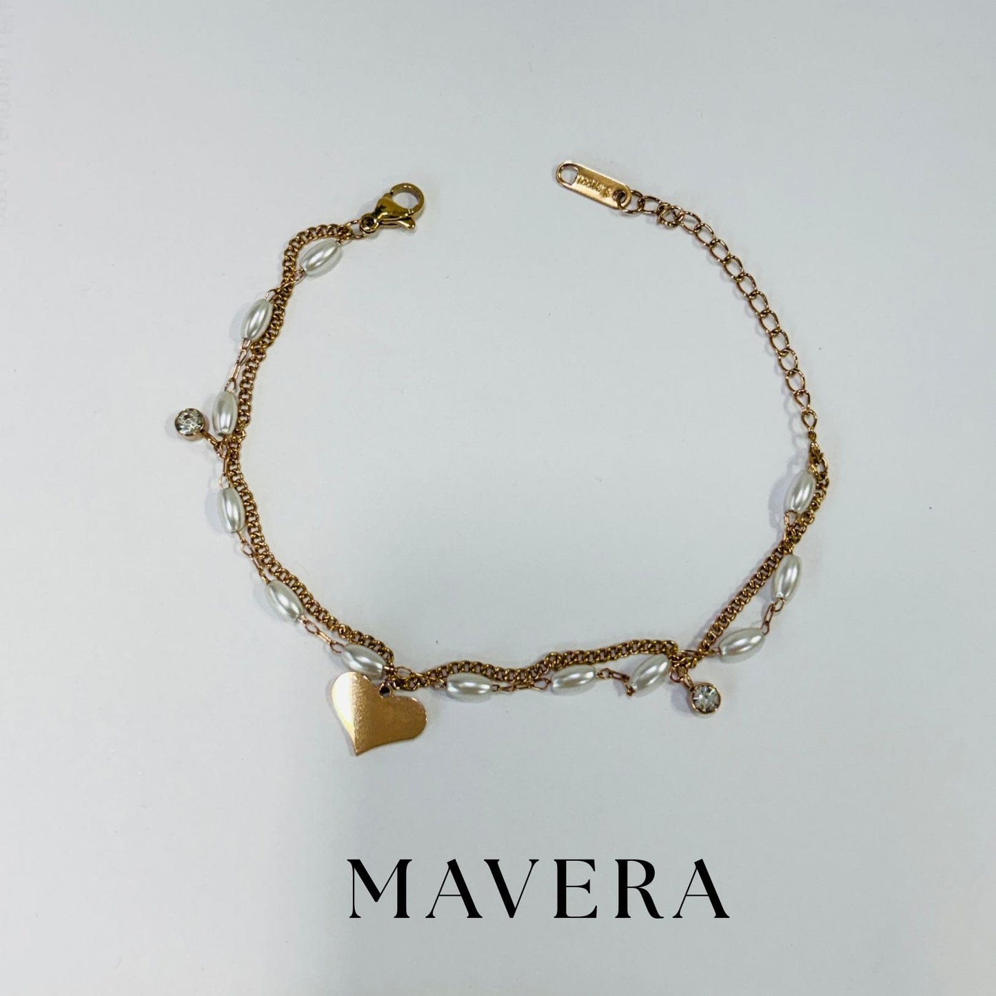 HEART PEARL  CHAIN BRACELET