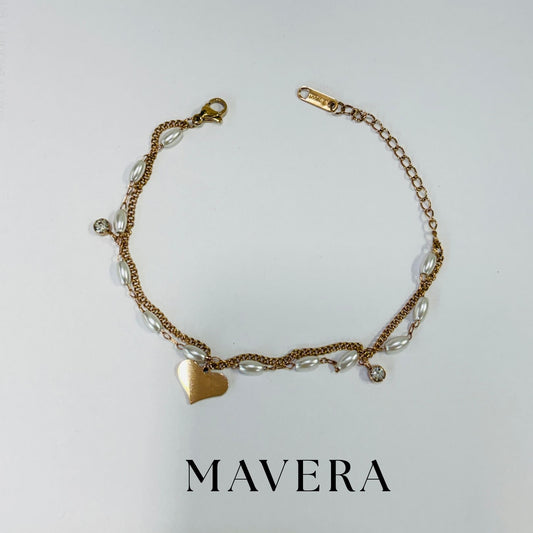 HEART PEARL  CHAIN BRACELET